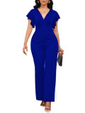 Women Sexy Solid V Neck Women Jumpsuit
