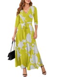 Women Sexy Printed V Neck Dress