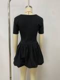 Women Short Sleeve Sexy Flower Bud Strap Dress