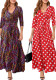 Women Sexy Printed V Neck Dress