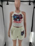 Print Camisole and Casual Shorts Set