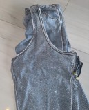Fashion Irregular hollow Patchwork zipper Beaded elastic Denim pants