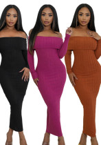 sexy and elegant Fashionable knitting women Slim Fit Off-shoulder long dress sexy and elegant Fashionable knitting women Slim Fit Off-shoulder long dress