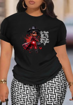 Plus Size Women Floral Print Short Sleeve Round Neck T-Shirt Plus Size Women Floral Print Short Sleeve Round Neck T-Shirt