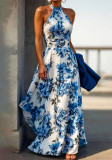 Women's Fashion Elegance Halter Neck Sleeveless A-line Long Dress