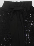 Women's Fashion Elegance high Neck Sleeveless Sequin Plus Size Short Dress