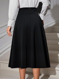 Women's Fashion Elegance Belt Solid Color Skirt