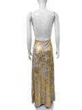 Women Summer Sexy Backless Shiny Strap Dress