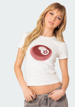 Retro high street print sexy tight fitting women's short-sleeved t-shirt