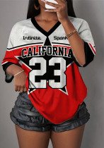 Fashion sexy Style print loose top short sleeve t-shirt women's clothing