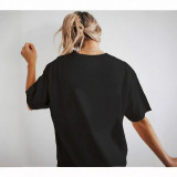 Women Summer Cherry Print White Round Neck Short Sleeve T-Shirt