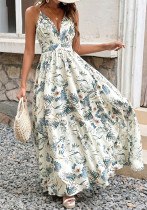 Women's Fashion Elegance V-neck Strap Plus Size Print Holidays Long Dress