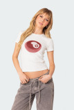 Retro high street print sexy tight fitting women's short-sleeved t-shirt