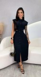 Spring women's clothing polyester Stand Collar skirt dress