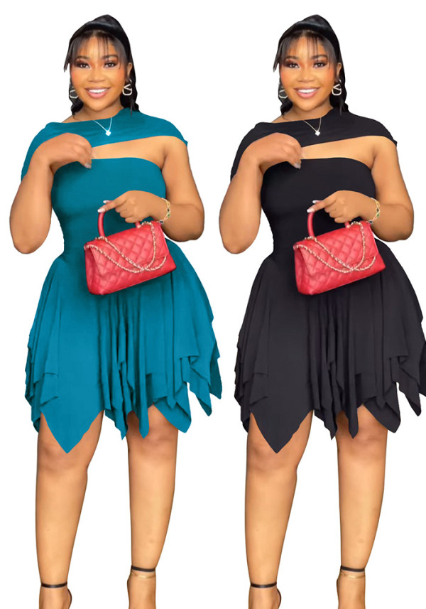 Women street sexy ruffle Strapless Tight Fitting short dress