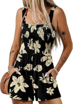 Women's summer quare neck sleeveless loose beach Holidays Casual pleated jumpsuit