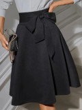 Women's Fashion Elegance Belt Solid Color Skirt