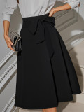 Women's Fashion Elegance Belt Solid Color Skirt