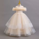 Girls' Floral Puff Tulle Princess Dress