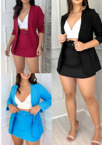 Spring Career Women Coat belt skirt two-piece set