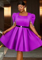 Square neck beaded sleeve high waist a-line Formal Party cocktail Plus Size dress Square neck beaded sleeve high waist a-line Formal Party cocktail Plus Size dress