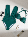 Gathered sexy high waist Two Pieces Bikini swimsuit