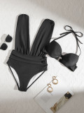 Gathered sexy high waist Two Pieces Bikini swimsuit