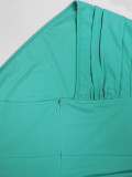 Women's Fashion Elegance Slash Shoulder Slit Solid Color Belt Long Dress