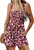 Women's summer quare neck sleeveless loose beach Holidays Casual pleated jumpsuit