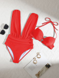 Gathered sexy high waist Two Pieces Bikini swimsuit