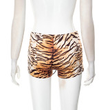 Women's clothing sexy tiger print Lace-up Tight Fitting shorts