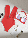 Gathered sexy high waist Two Pieces Bikini swimsuit