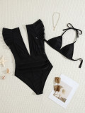 Gathered sexy high waist Two Pieces Bikini swimsuit