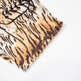 Women's clothing sexy tiger print Lace-up Tight Fitting shorts