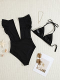 Gathered sexy high waist Two Pieces Bikini swimsuit