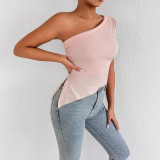 Women Summer Slash Shoulder Off Shoulder Solid Top