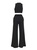 Women Casual Vest and Striped Pants Two-piece Set