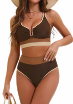 Color-Matching Straps with High-Waist Sexy Bikini Two-Piece Swimsuit Color-Matching Straps with High-Waist Sexy Bikini Two-Piece Swimsuit