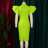 Women Sexy Ruffle Sleeve Beaded Party African Dress