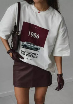 Women Cotton Summer Print Top Short-sleeved T-shirt