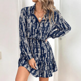 Women Summer Long Sleeve V-Neck Ruffle Dress