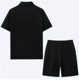 Men's Summer Knitting Polo Top and Shorts Two Piece