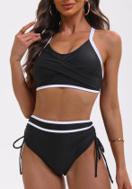 Color-Matching Drawstring High-Waist Sexy Two-Piece Bikini Swimsuit for Women Color-Matching Drawstring High-Waist Sexy Two-Piece Bikini Swimsuit for Women