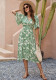Women Cotton Printed V-Neck Short Sleeve Bohemian Holidays Beach Dress