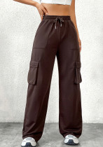 Women Solid Drawstring Casual Cargo Pants Women Solid Drawstring Casual Cargo Pants