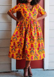 Plus Size Women Multi-Color Printed Holidays Dress