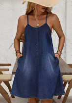Women Denim Casual Strap Dress