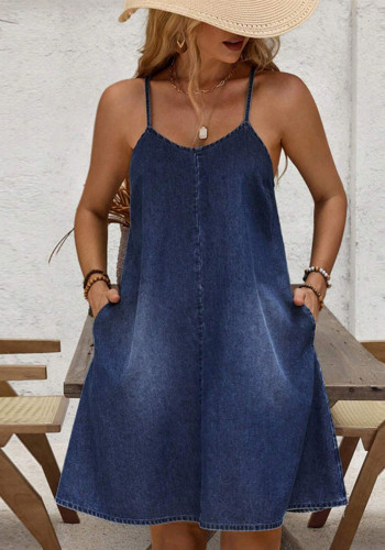 Women Denim Casual Strap Dress