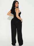 Women Casual Vest and Striped Pants Two-piece Set