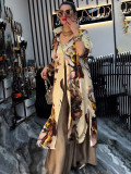 Stylish Printed Loose Cardigan Top Wide-Leg Trousers - Two-Piece Set